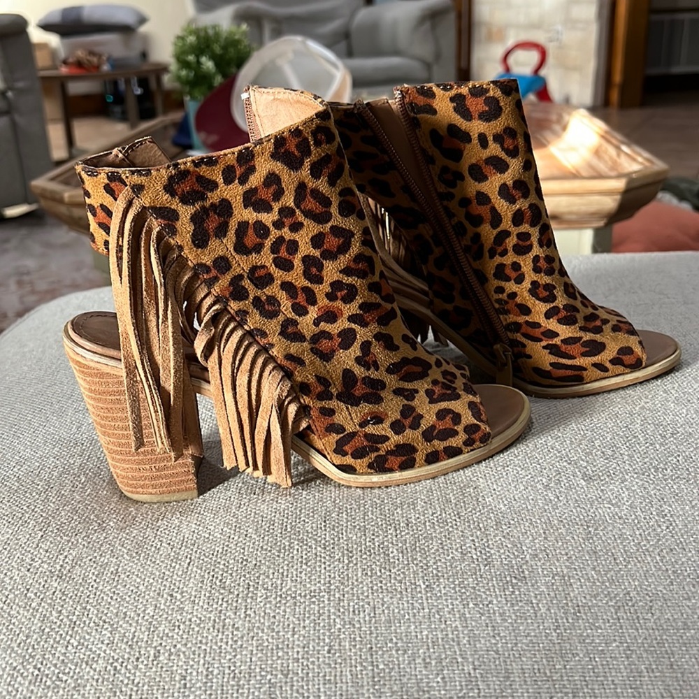 Cheetah Fringe Booties